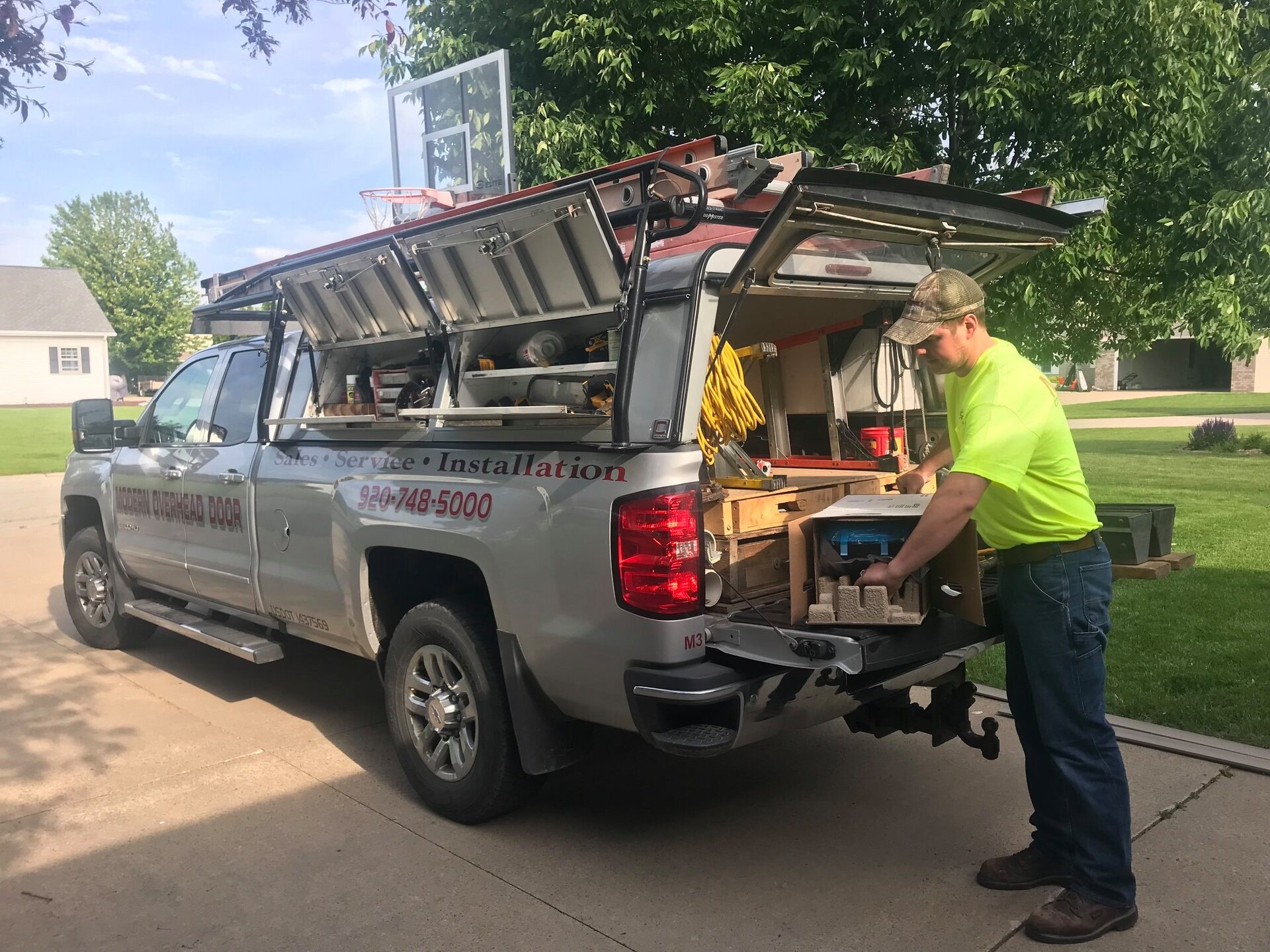 Residential home with garage doors