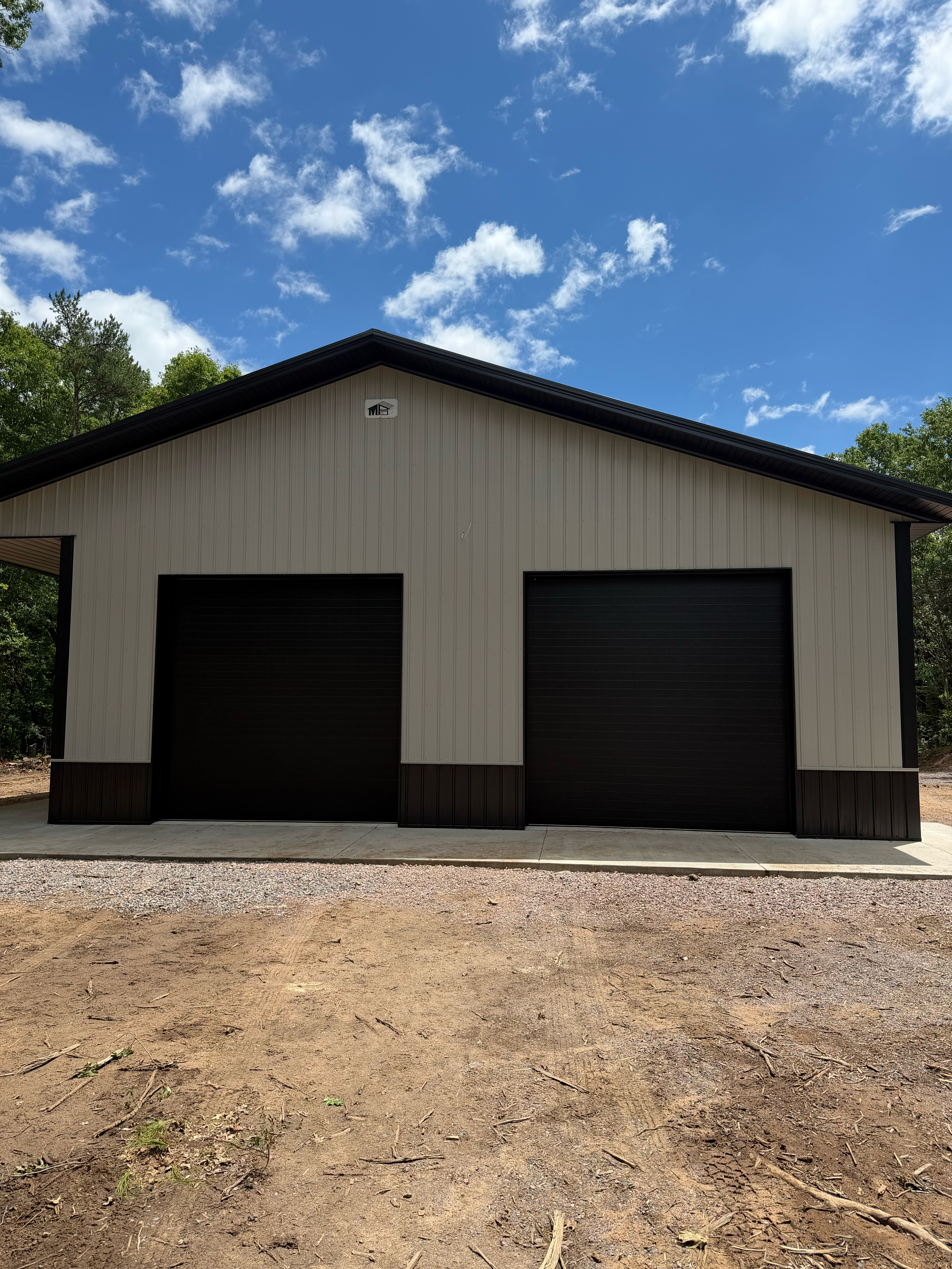 Commercial building with large overhead garage door