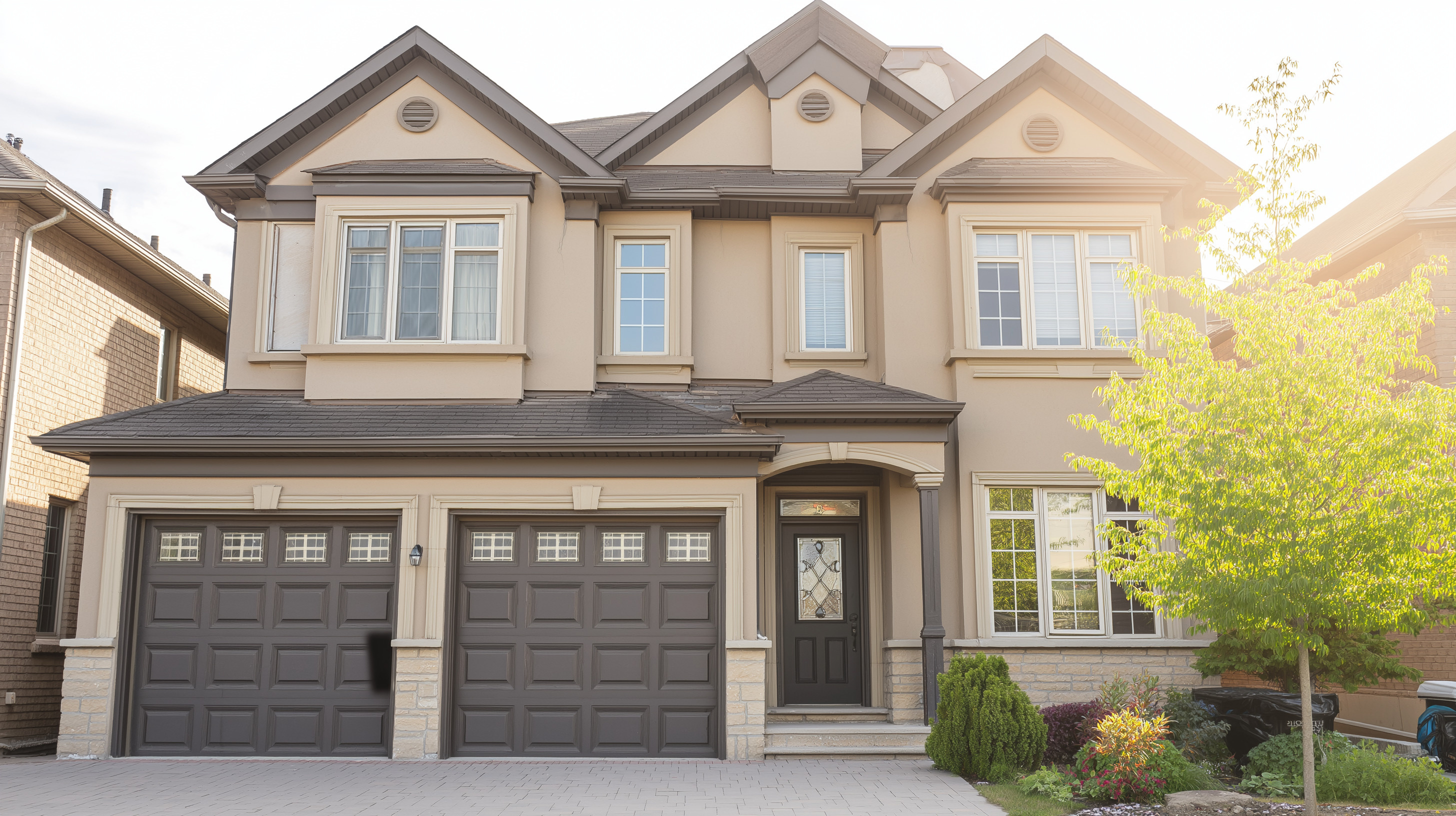 Residential home with garage doors